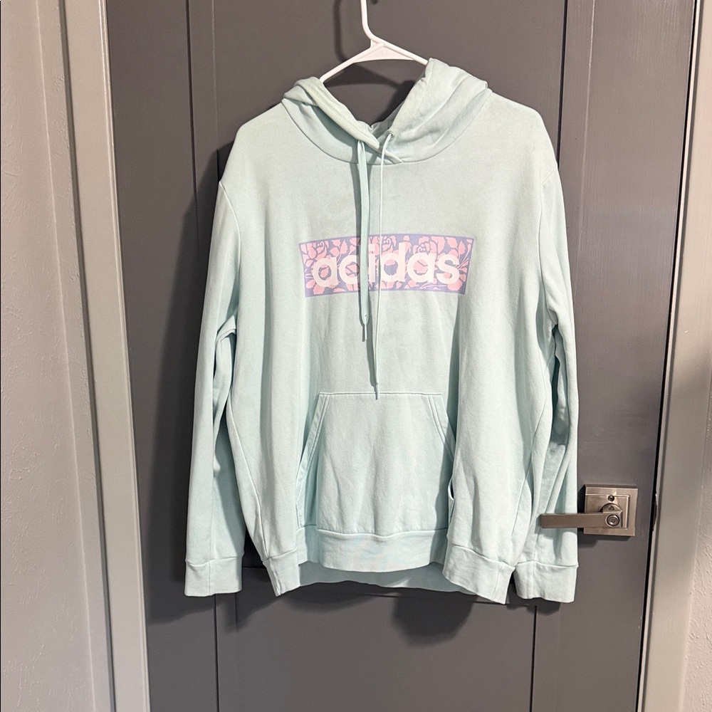 Adidas Pastel Blue Hoodie with Logo
